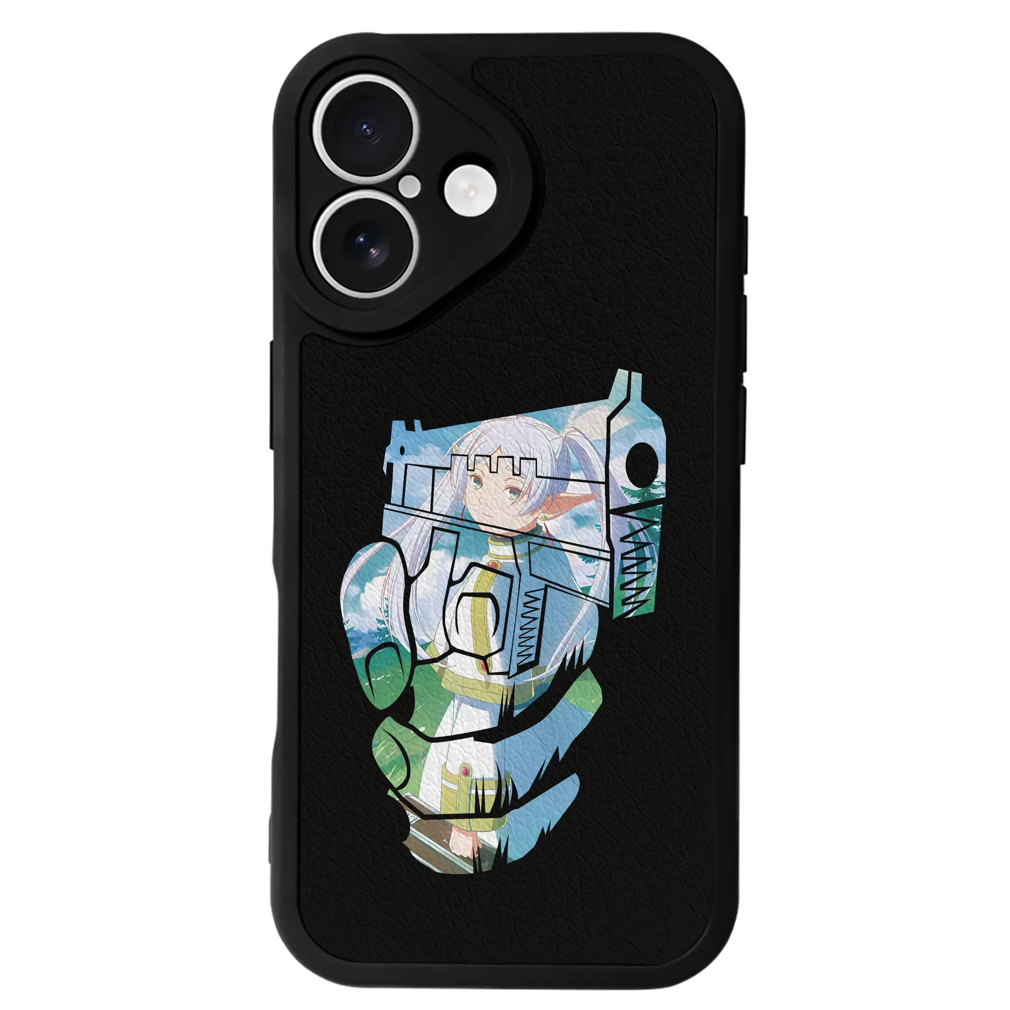 葬送のフリーレン（Frieren） グッズ,フリーレン（Frieren） - IPhone 16シリーズ対応 ・ シリコンスマホケース ・ レザー調 ・ 高精度フィット ・ 耐衝撃 ・ ワイヤレス充電対応 ・ 精密カット